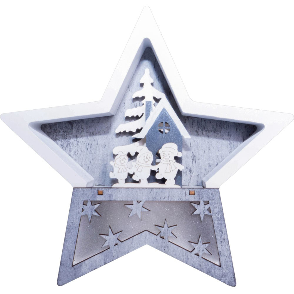 Xmas Haus Multicolour Festive Light Up Wooden Christmas Star Image 1