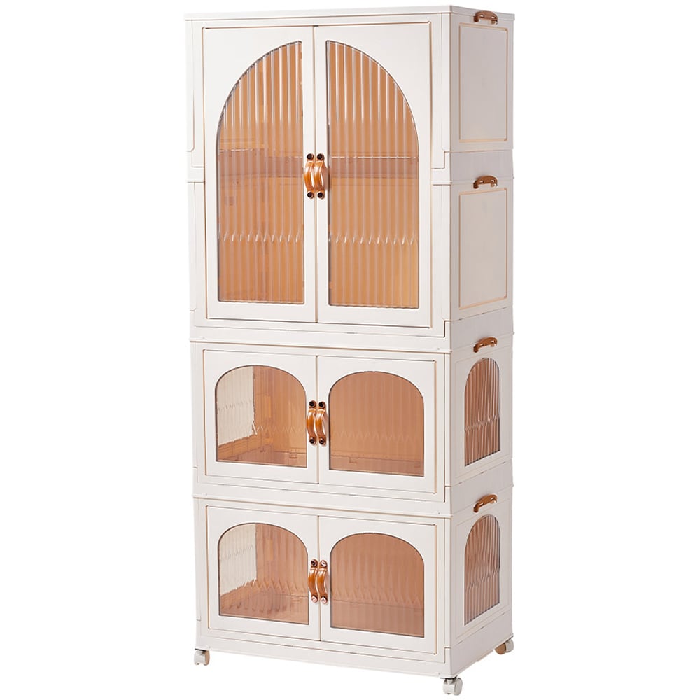 Living and Home 6 Door Kids Room White Foldable Wardrobe 155cm Image 2