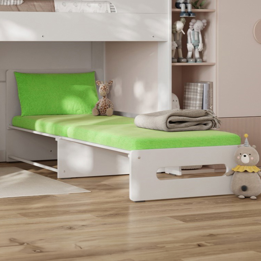 Flair Stepaside White Staircase High Sleeper with Lime Green Futon Image 3