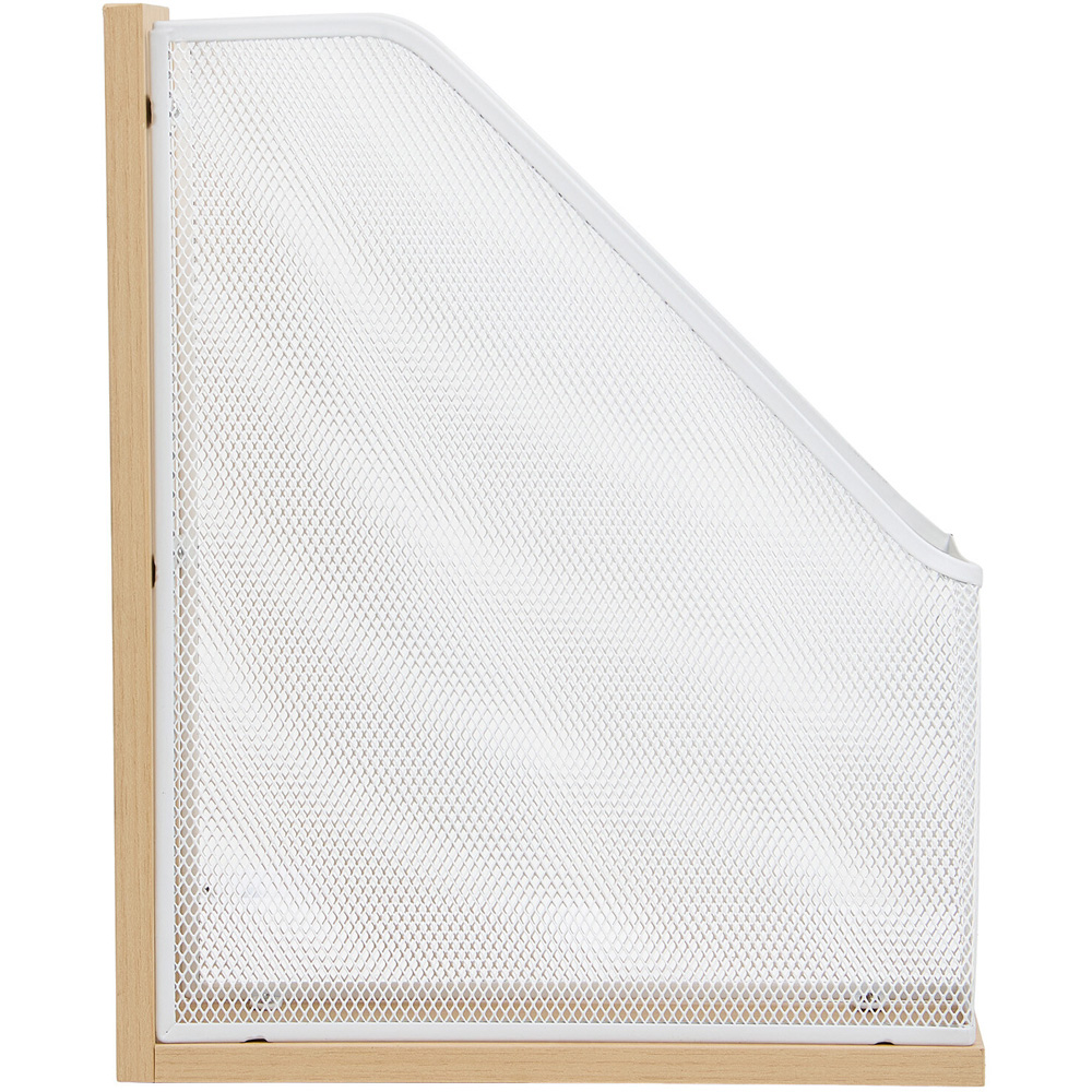 Wood Effect and White Mesh Magazine Holder Image 4