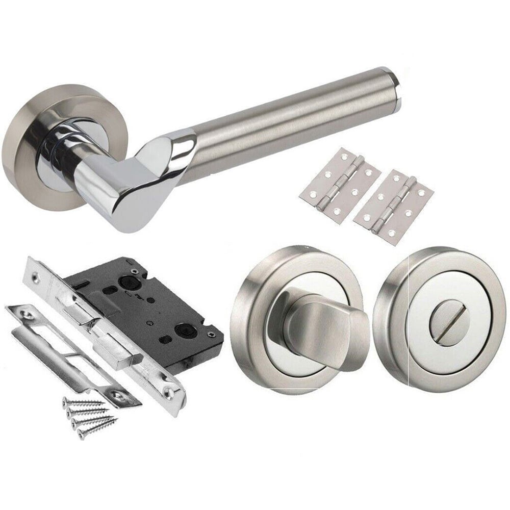 Golden Grace Duo Chrome Titan Bathroom Door Handle Set Image 1