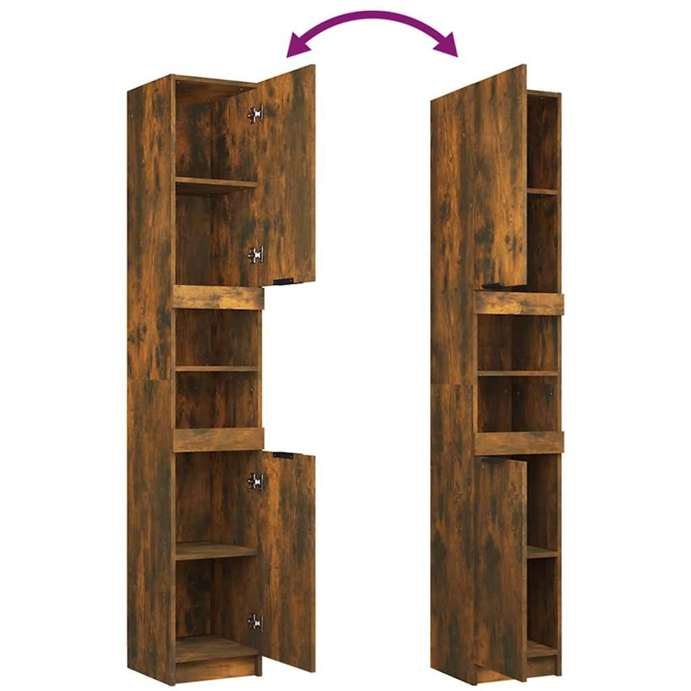 vidaXL 2 Door Smoked Oak Wood Bathroom Cabinet Image 7