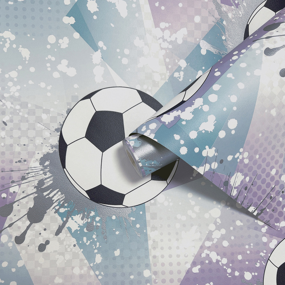 Holden Decor Football Frenzy Lilac and Silver Wallpaper Image 2