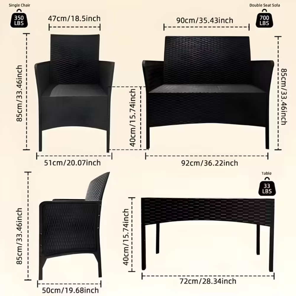 Alivio 4 Seater Black Rattan Garden Lounge Set Image 7