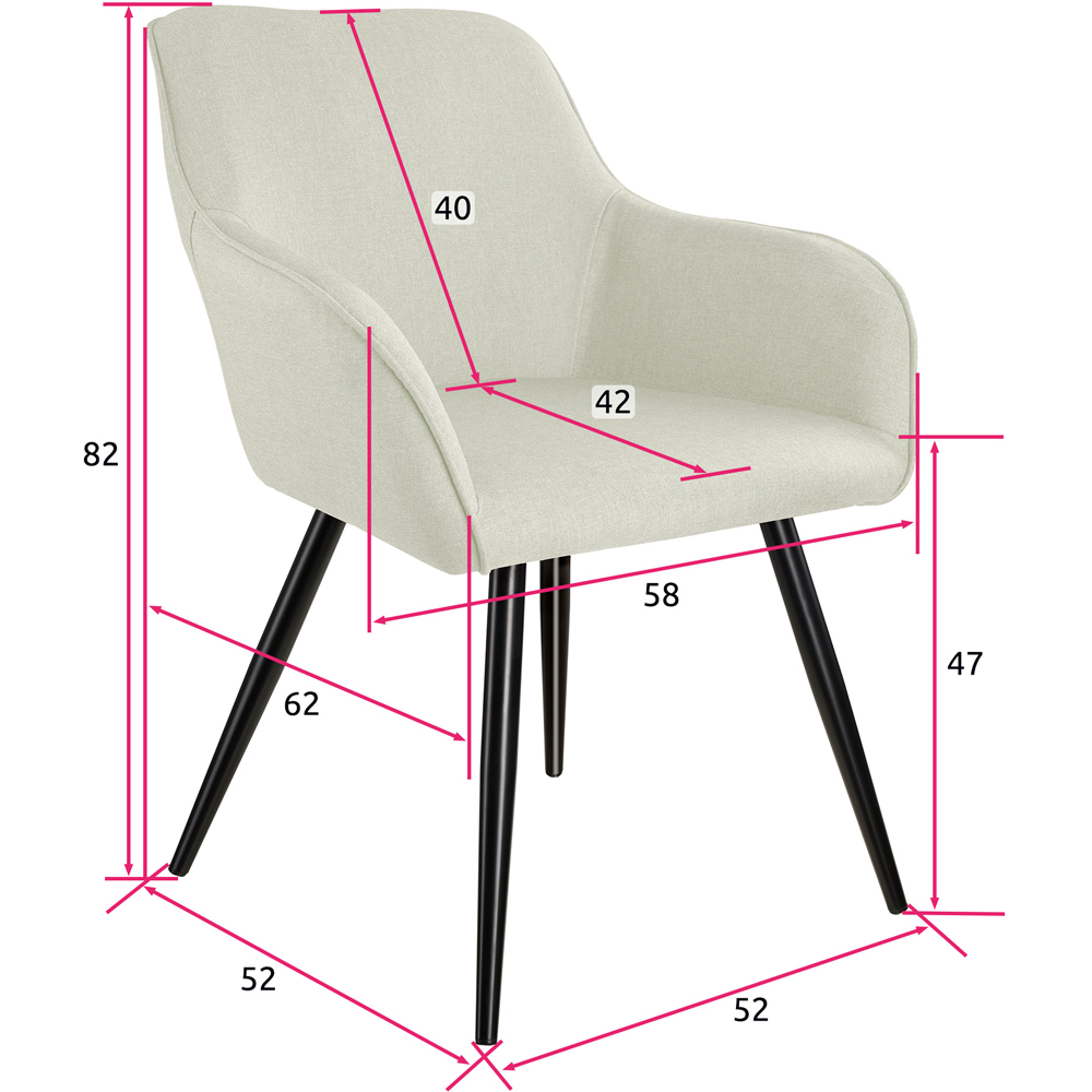 tectake Marilyn Set of 4 Cream Padded Chair with Black Steel Legs Image 9