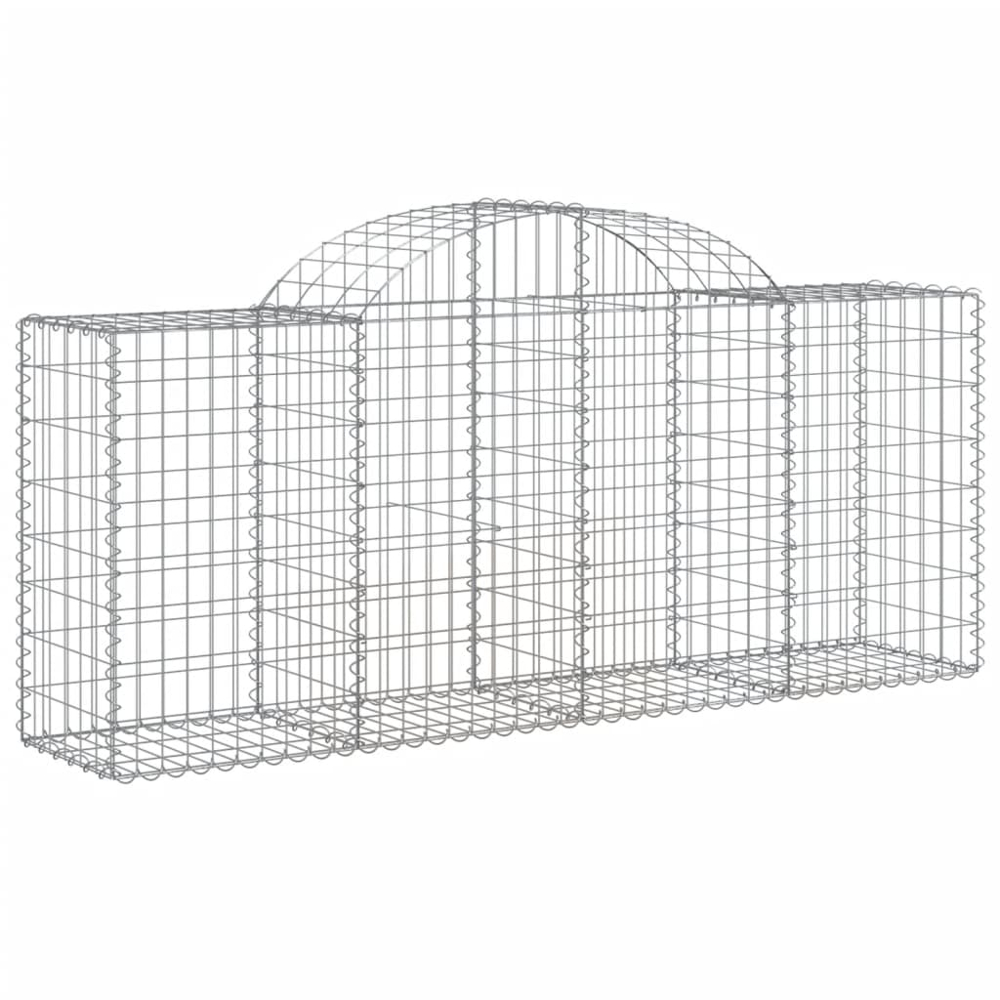vidaXL Silver Galvanised Iron Arched Gabion Basket 200 x 50 x 80/100cm 7 Pack Image 1