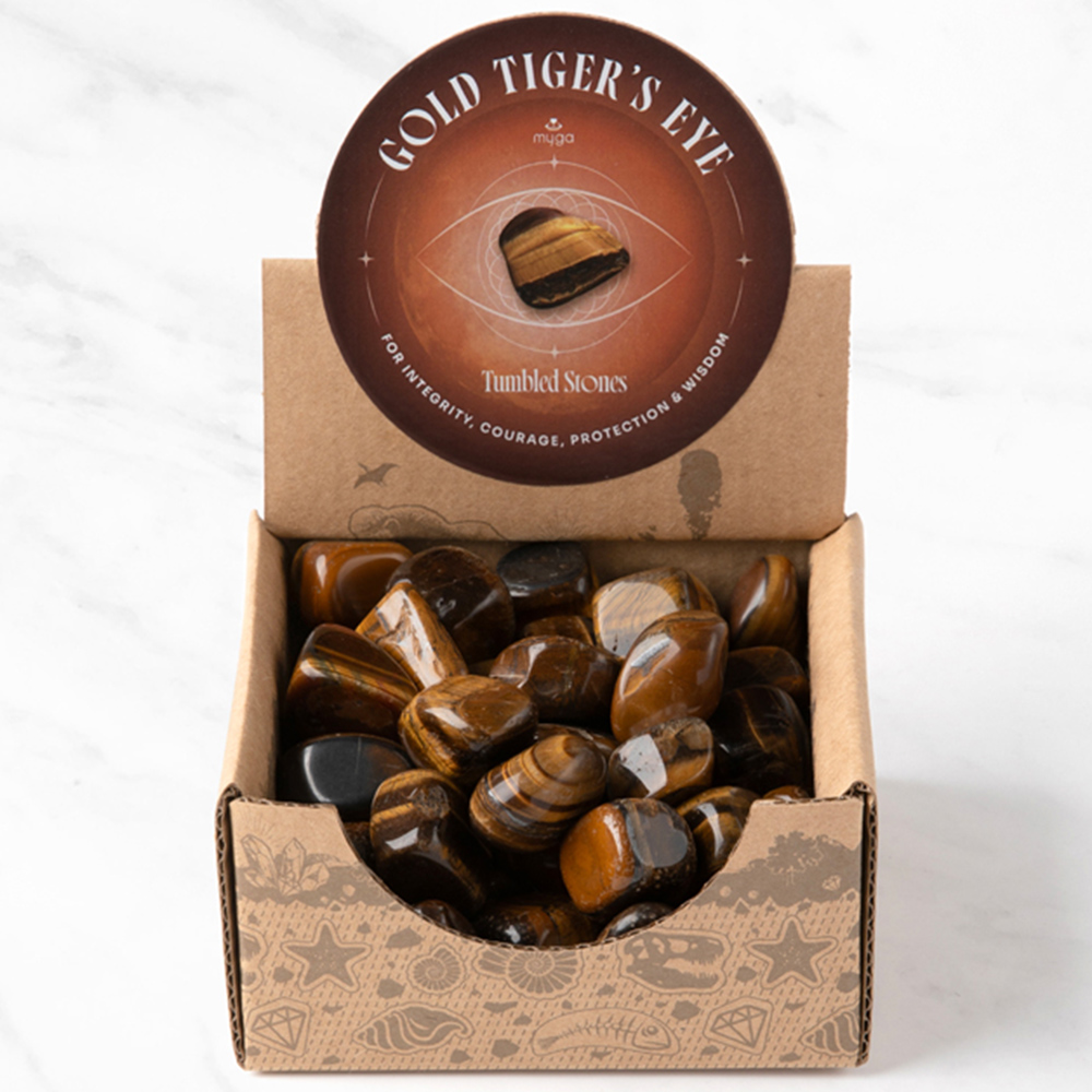 Myga 50 Piece Tiger Eye Tumbled Stone Display Image 3