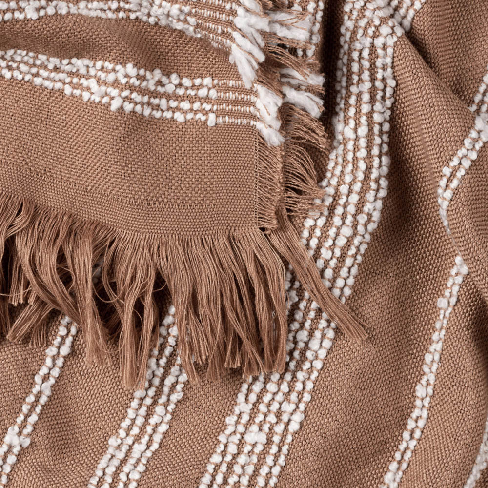 Hoem Jour Baked Clay Woven Fringed Throw 130 x 180cm Image 3