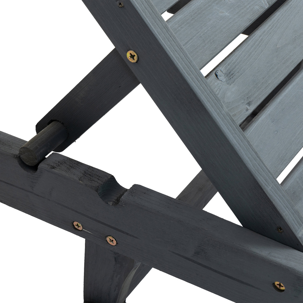 Outsunny Grey Wooden Sun Lounger with Pull Out Table Image 4