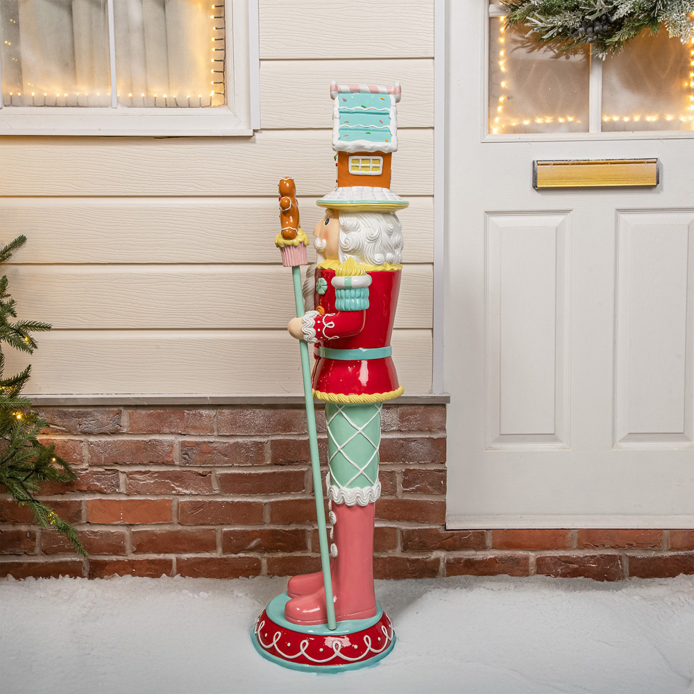 The Christmas Centre Red and Blue Gingerbread LED Lights Nutcracker 4ft Image 9
