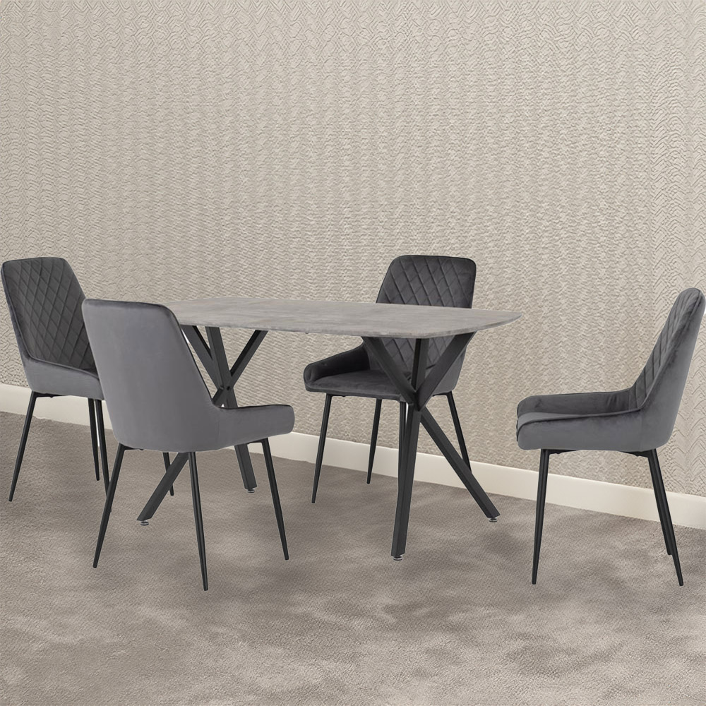 Seconique Athens Avery 4 Seater Dining Set Concrete and Grey Image 1