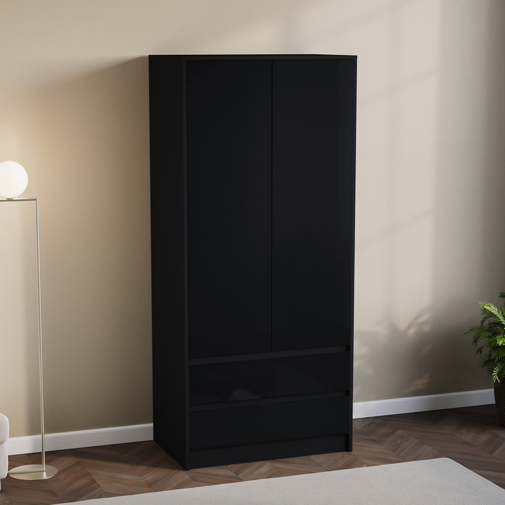 VIDA DESIGNS Glinton 2 Door 2 Drawer Black Wardrobe Image 5