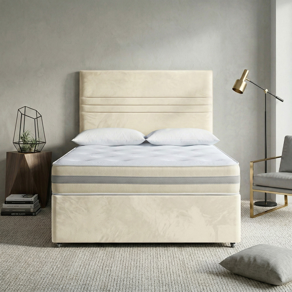 DS Living Harrington Super King Size Cream Plush Divan Bed Image 4