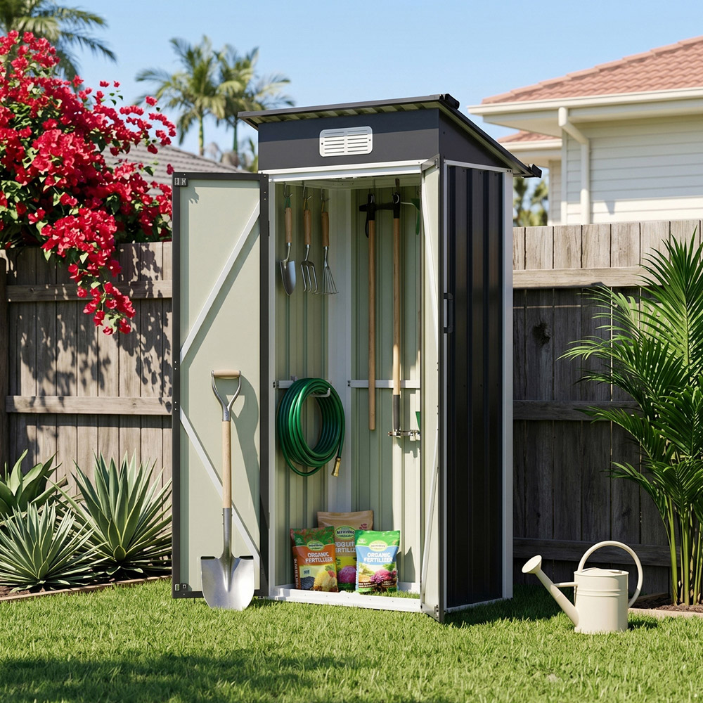 Living and Home 3 x 2ft Black Pent Quick Assembly Metal Garden Storage Shed Image 2
