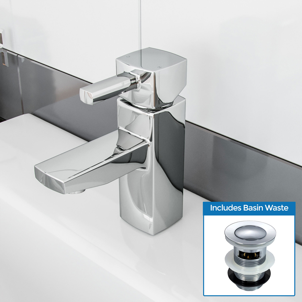 Nes Home Chrome Basin Sink Mono Mixer Tap with Waste Image 2