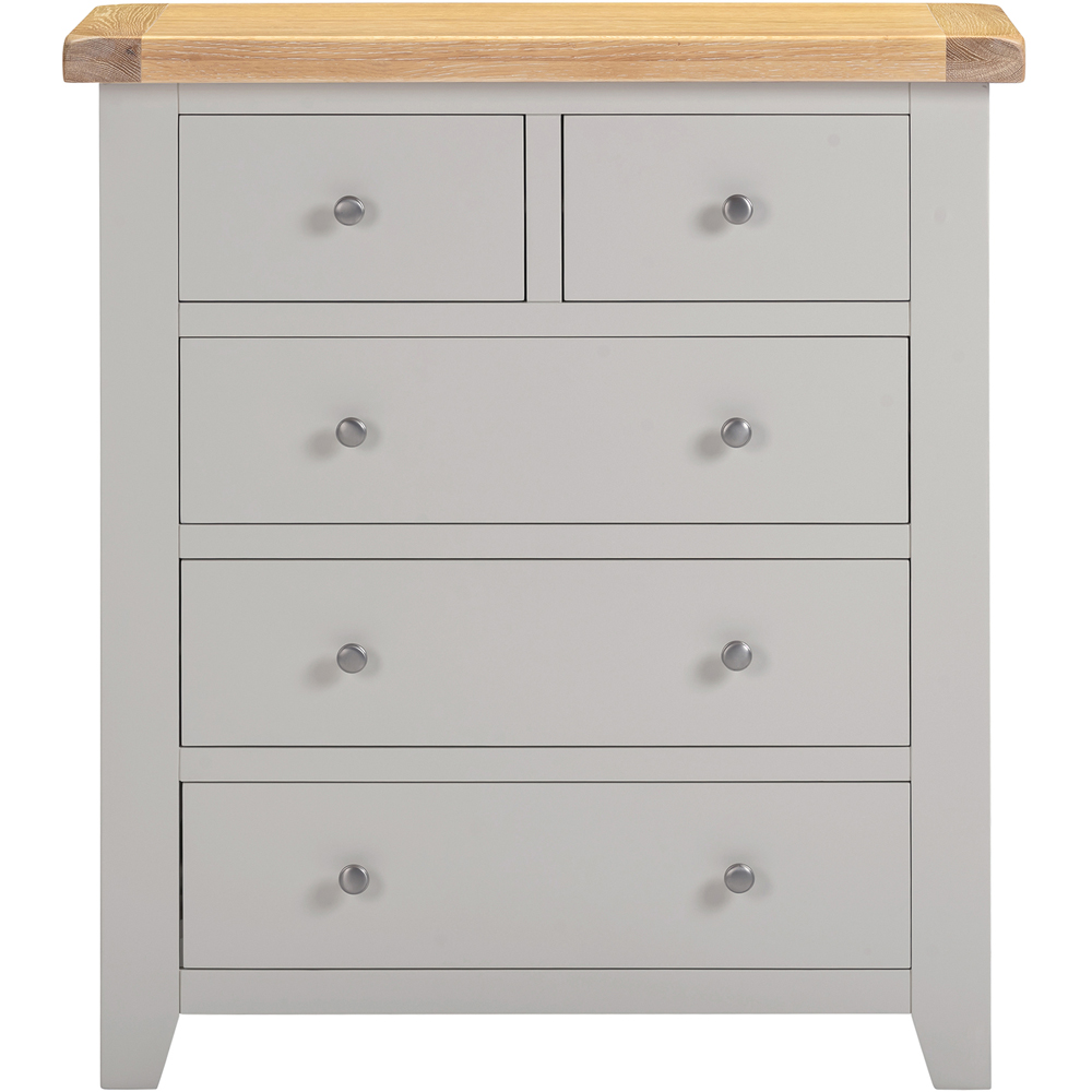 Seconique Windsor 5 Drawer Pebble Grey and Oak Storage Chest Image 3