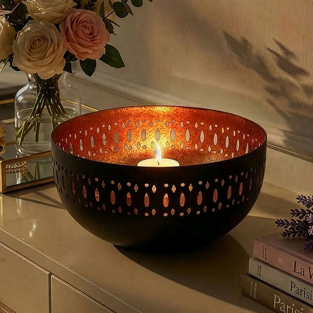 Dibor Black and Copper Metal Decorative Bowl 20.5cm Image 3
