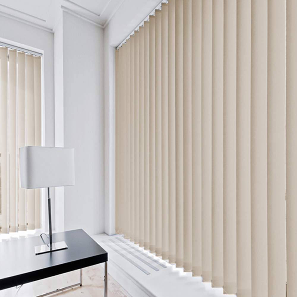 Caecus Dimout Patterned Short Drop Vertical Blind Complete Cream 90 x 140cm Image 1