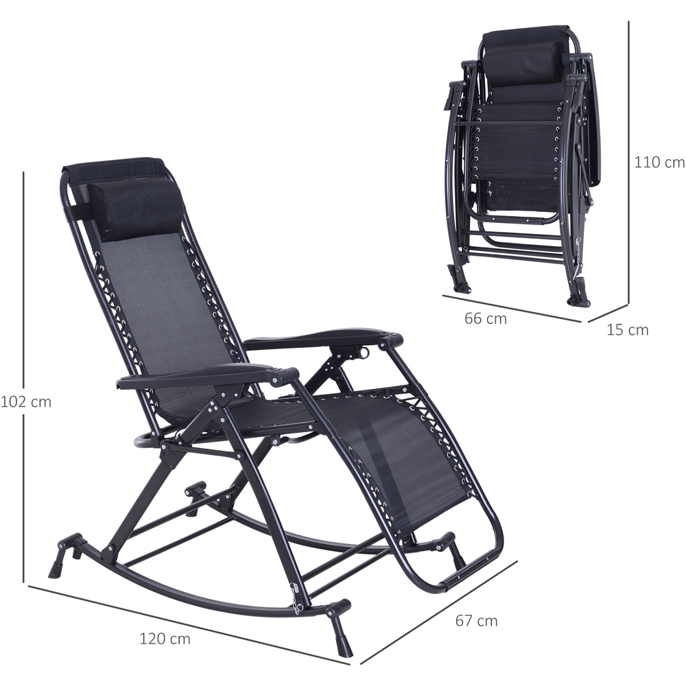 Outsunny Texteline Black Zero Gravity Rocking Recliner Chair Image 7