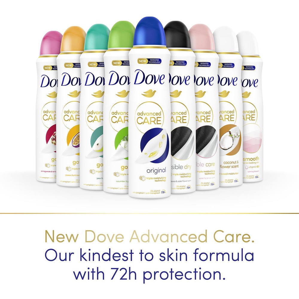 Dove Anti-Perspirant Advanced Care Original Deodorant Spray for Women 150ml 6 Pack Image 6