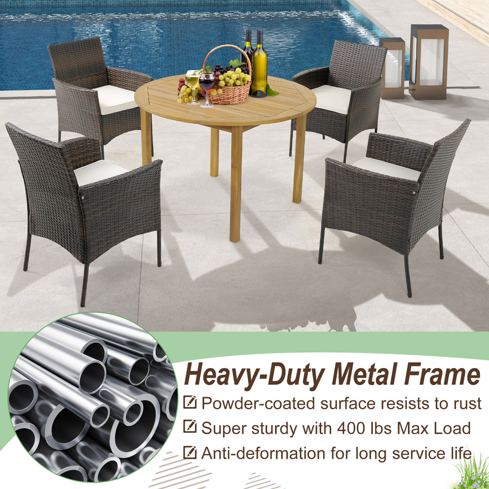 Costway Set of 4 PE Wicker Garden Dining Chair Image 7