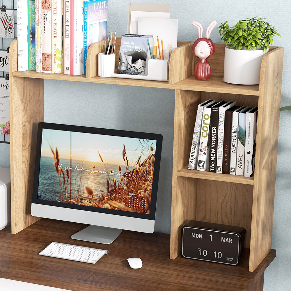 Costway 5 Shelf Natural Bookcase Image 1