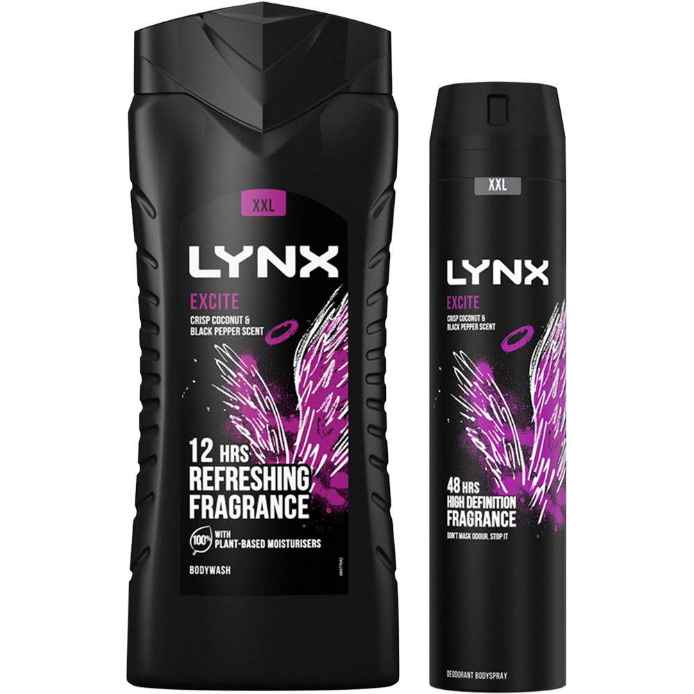 Lynx Excite Shower Gel 500ml and XXL Body Spray 250ml Bundle Image 1