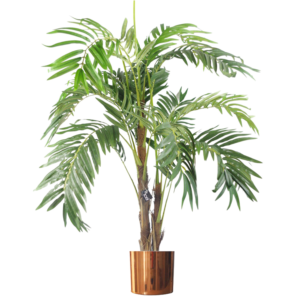 Leaf Realistic Palm Artificial Tree in Copper Metal Planter 3.9ft Image 1