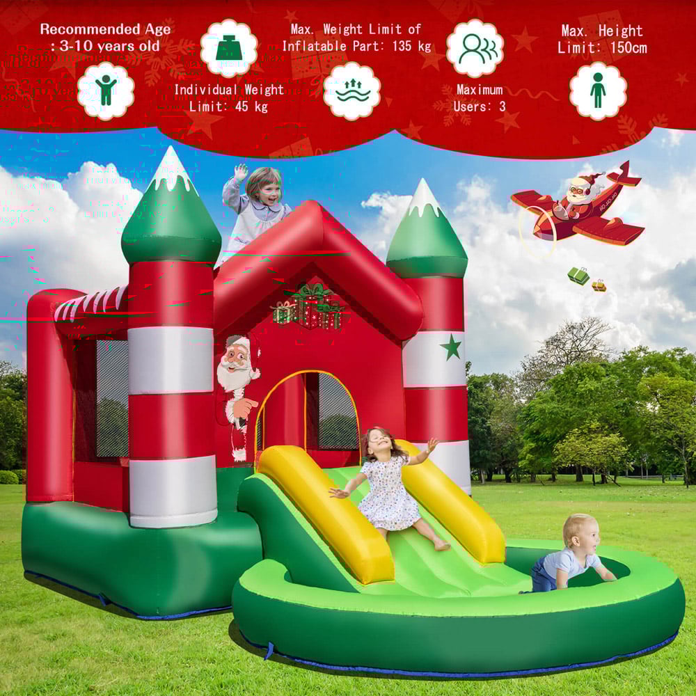 Costway Christmas Themed Inflatable Bouncy Castle with Ball Pit 7.2 x 12.8 x 6.9ft Image 4