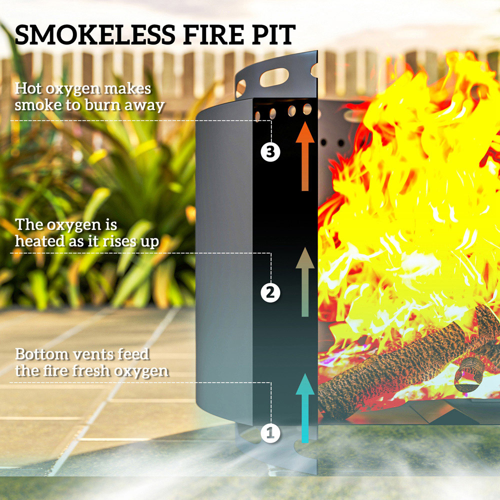 Outsunny Dark Grey Smokeless Wood Burning Metal Firepit Image 8