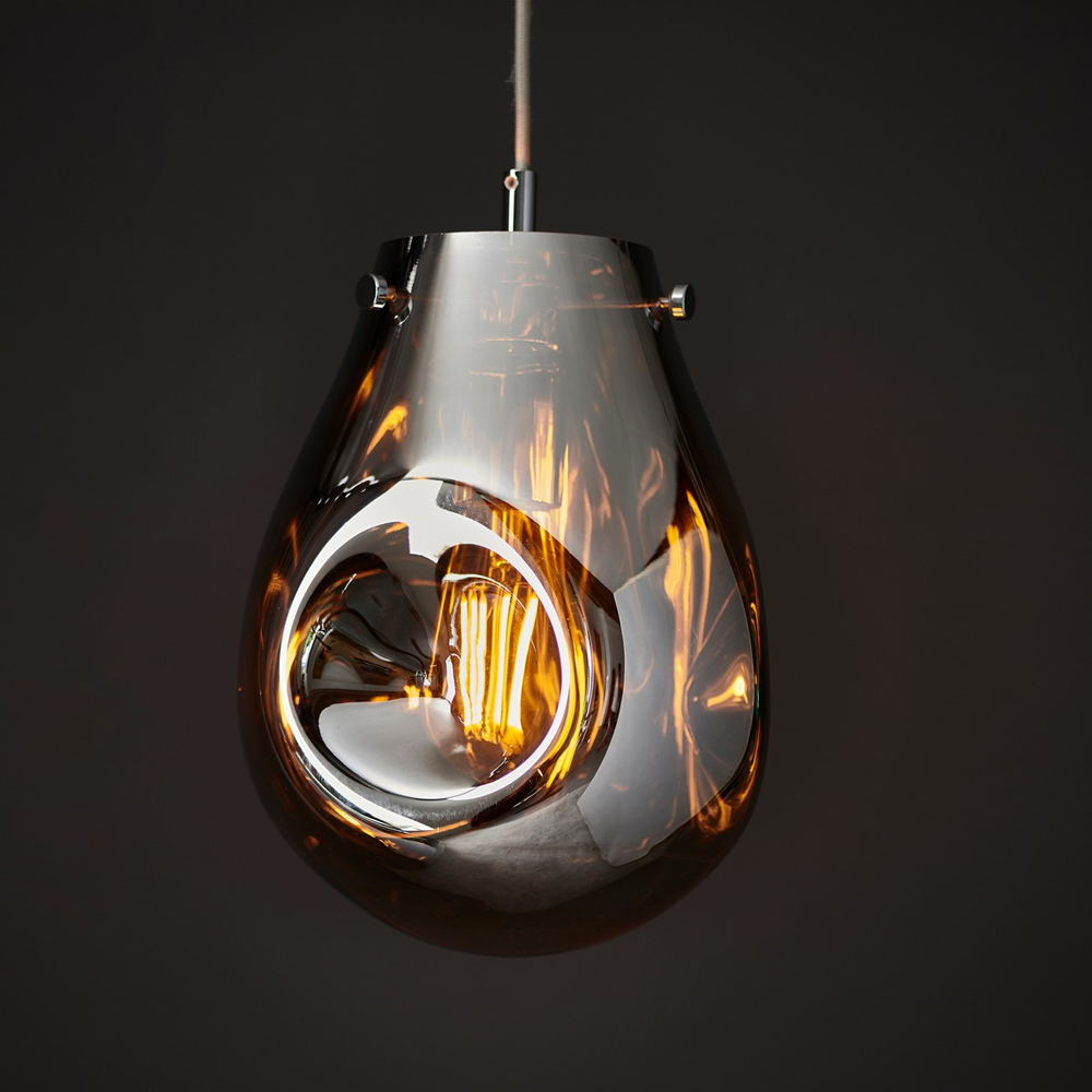 Merano Perugia Small Metallic Glass Chrome Pendant Ceiling Lamp Image 5