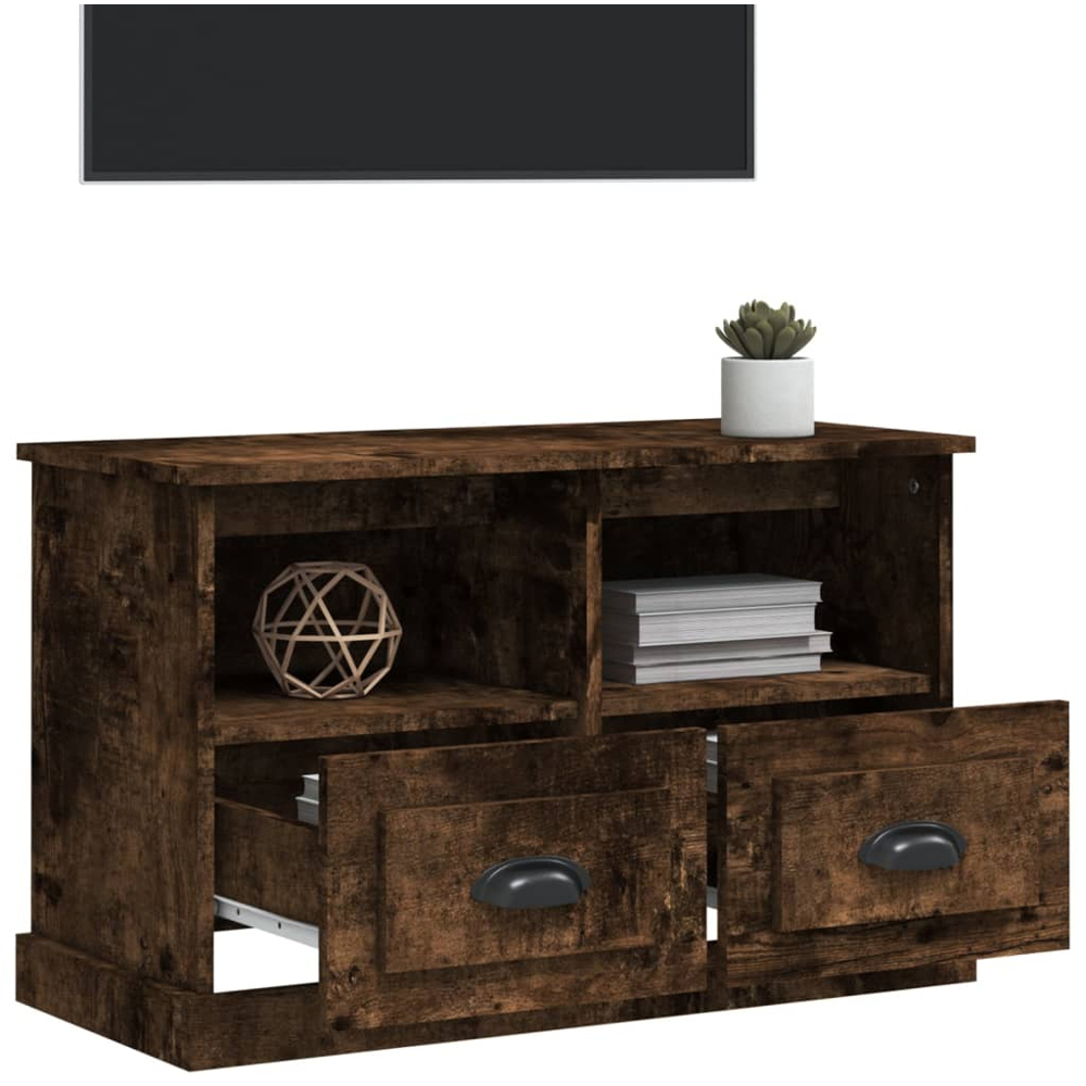vidaXL 2 Drawer 2 Shelf Smoked Oak TV Cabinet Image 4