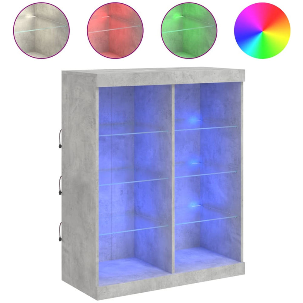 vidaXL 8 Shelf Concrete Grey Wooden Sideboard with LED Lights Image 8