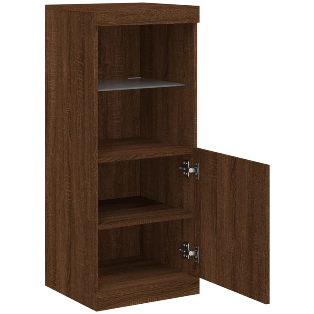 vidaXL Single Door 2 Shelf Brown Oak Sideboard with LED Lights Image 6