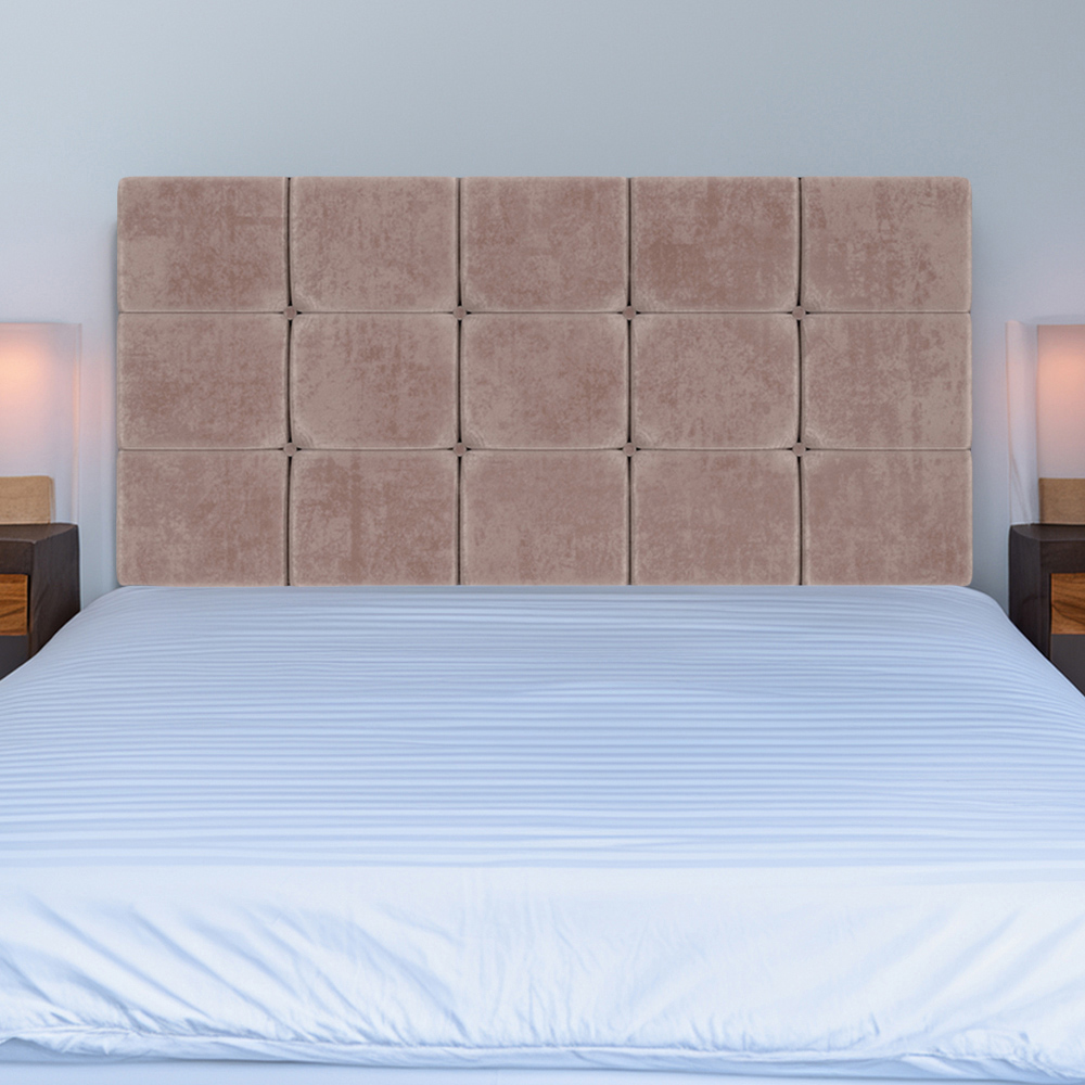 Bedmaster Super King Mink Naples Velvet Pearl Squared Headboard Image 1