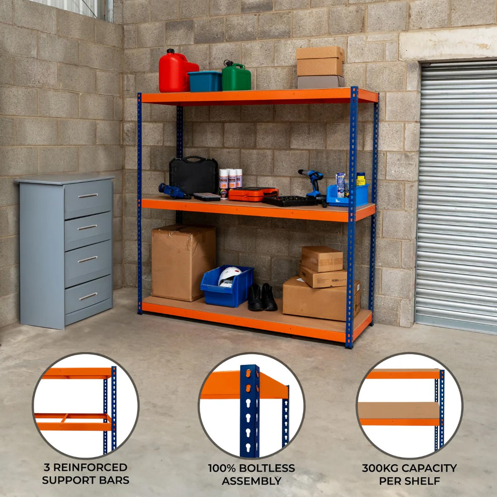 Monster Shop S Rax 3 Shelf Blue and Orange Shelving Unit Image 5