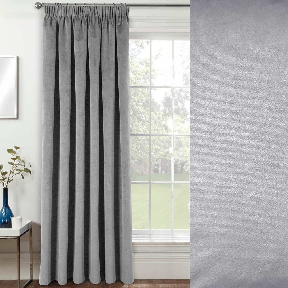 Enhanced Living Oxford Grey Thermal Blackout Pencil Pleat Velvet Door Curtain 168 x 214cm Image 5
