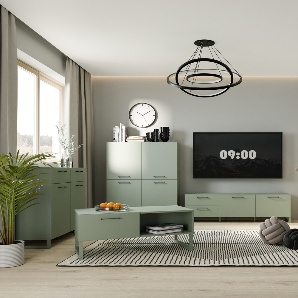 Florence Sali 4 Door Sage Green Highboard Image 7