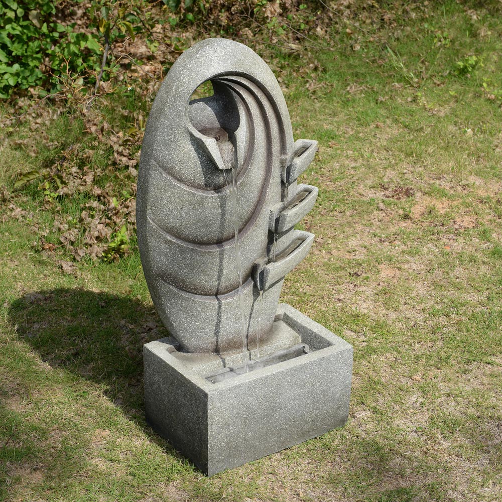 Teamson Home Grey Modern Oval Outdoor Fountain Image 3