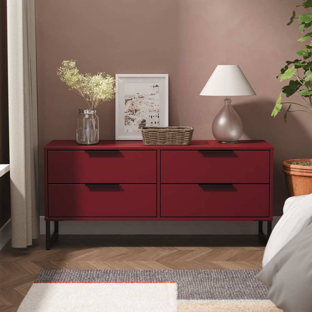 Crowndale Hong Kong 4 Drawer Red Matt Bed Box Ready Assembled Image 7