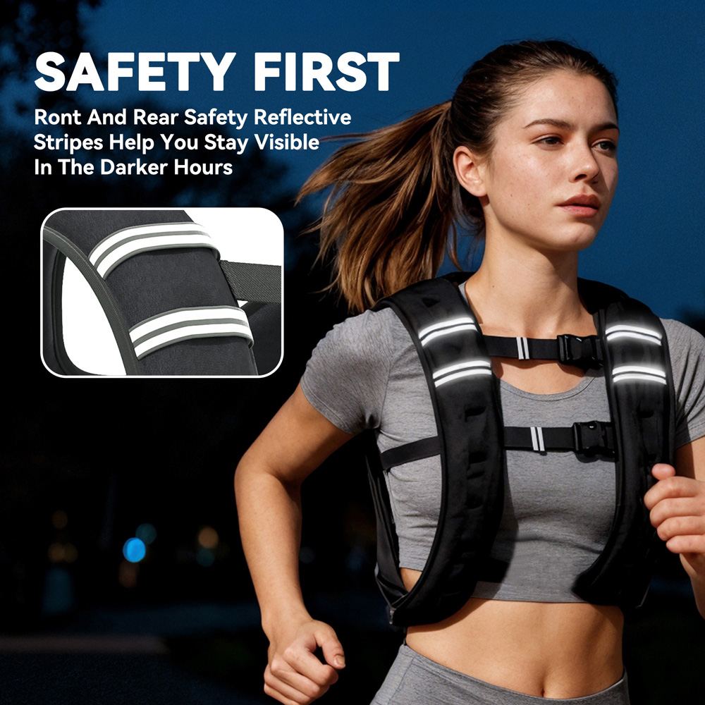 HOMCOM 5kg Adjustable Weighted Vest with Pocket and Reflective Strips Image 7