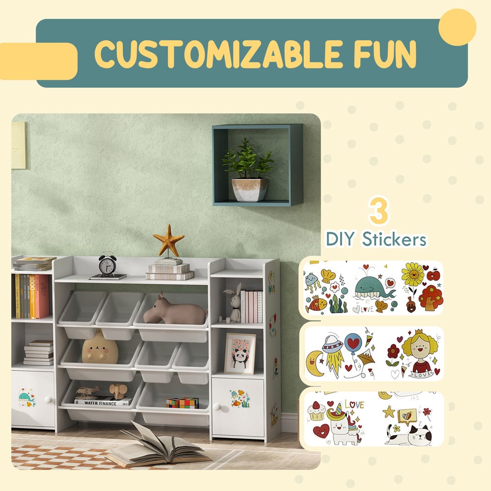 AIYAPLAY 8 Bin White Kids Toy Storage Organiser Image 8