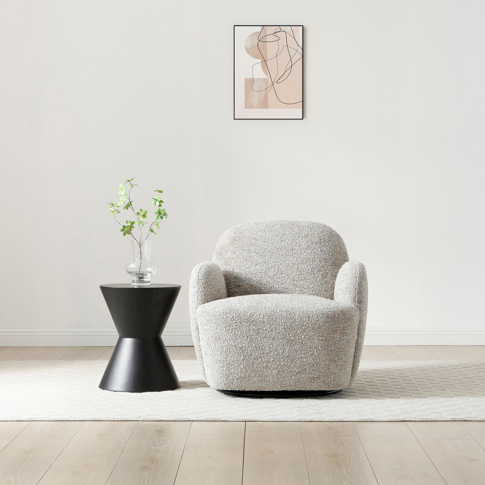 Mabel Natural Boucle Swivel Armchair Image 9