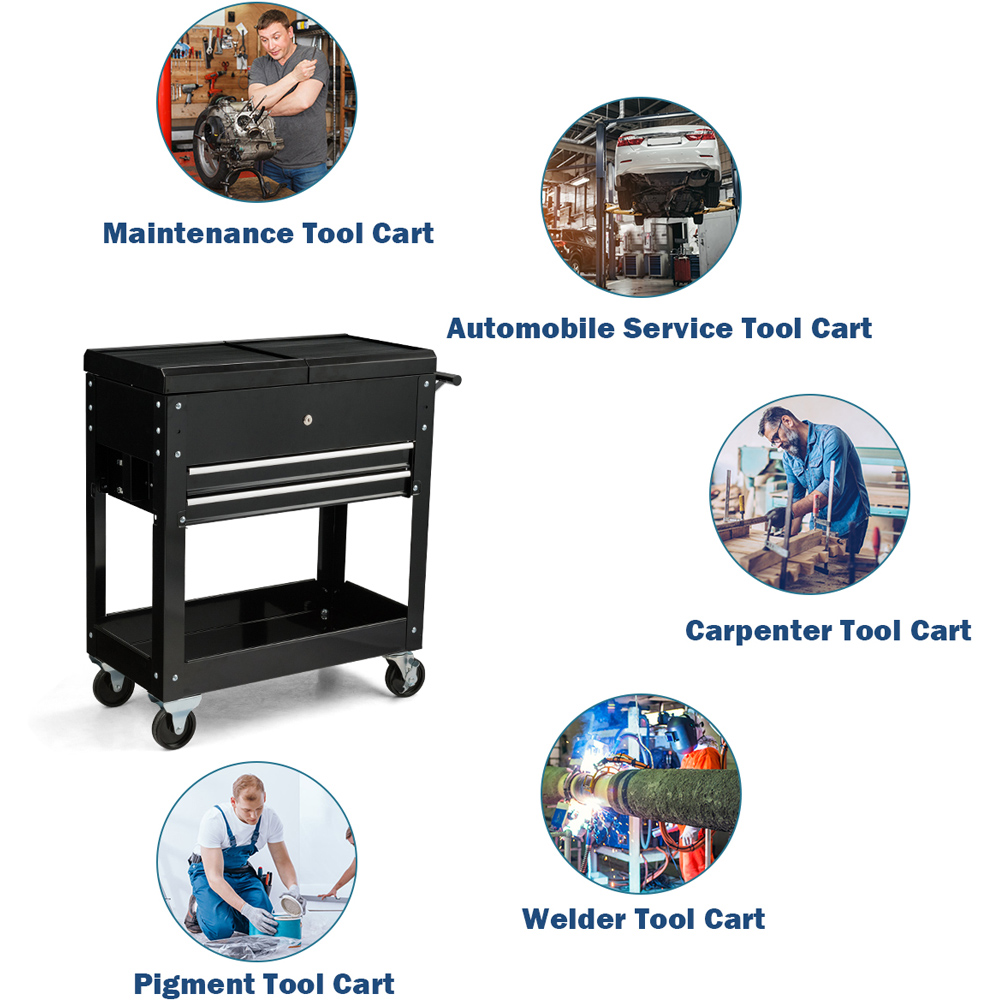 Costway Lockable Rolling Tool Cart with Wheels Image 5