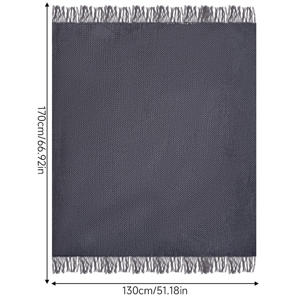 Living and Home Dark Grey Popcorn Knit Throw Blanket with Tassels 130 x 170cm Image 8