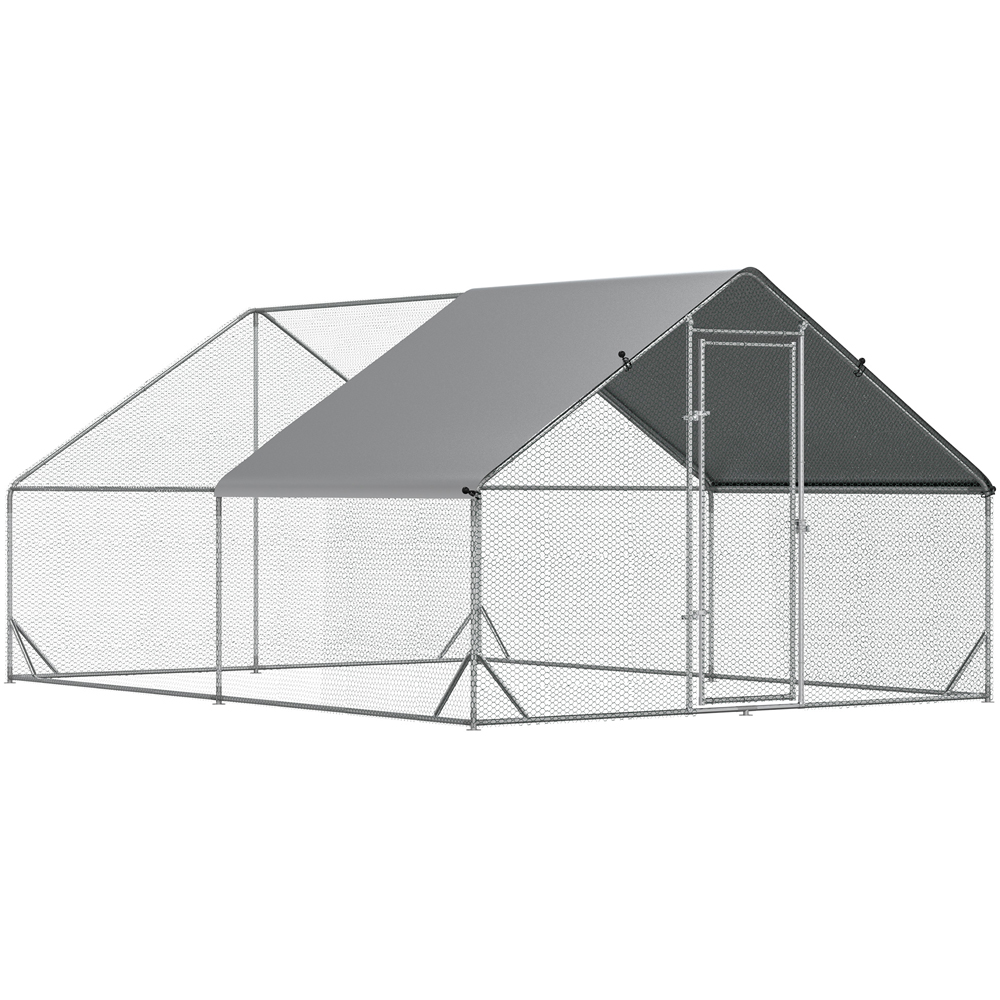 PawHut Walk In Chicken Run with Spire Roof and Cover 2 x 3 x 4m Image 1