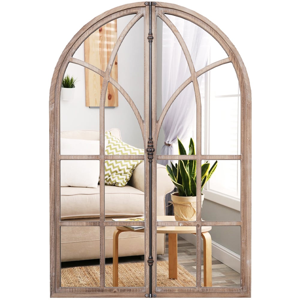 Costway Natural Arch Window Wall Mirror 88 x 60cm Image 3