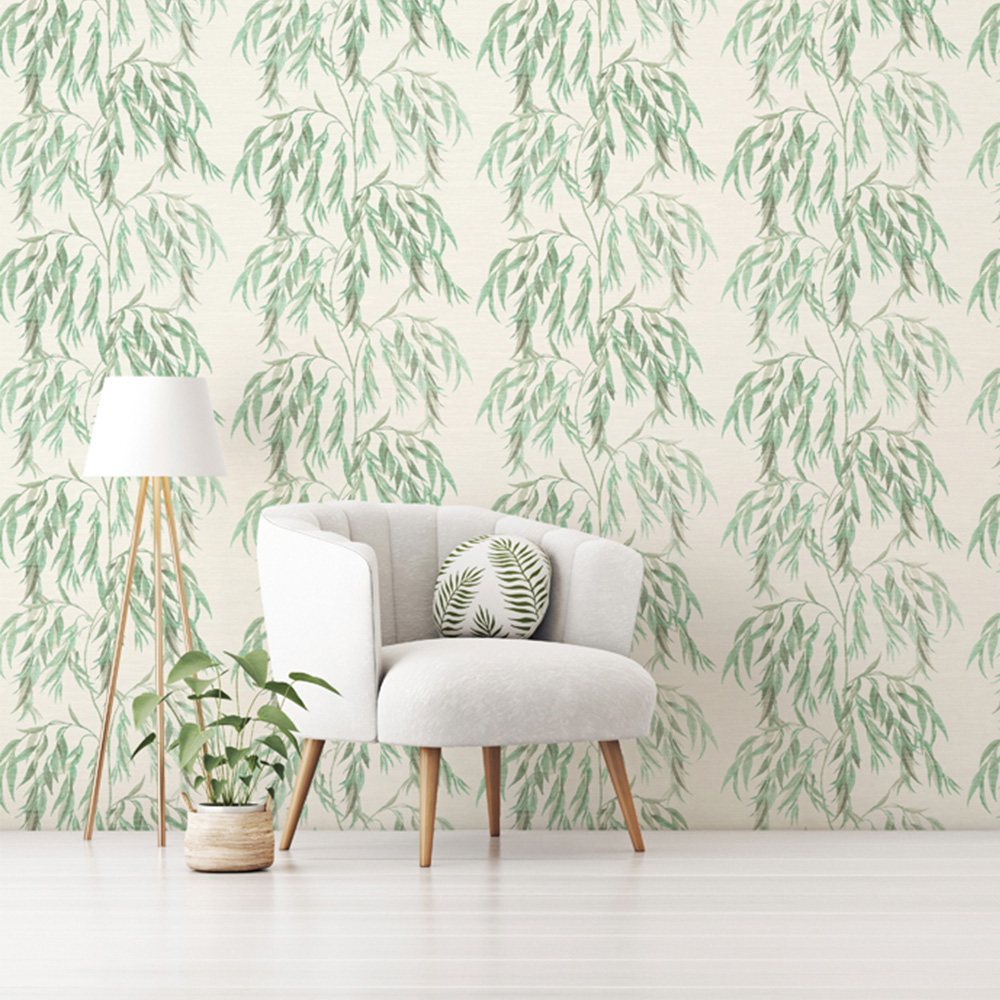 Arthouse Willow Tree White and Green Wallpaper Image 4