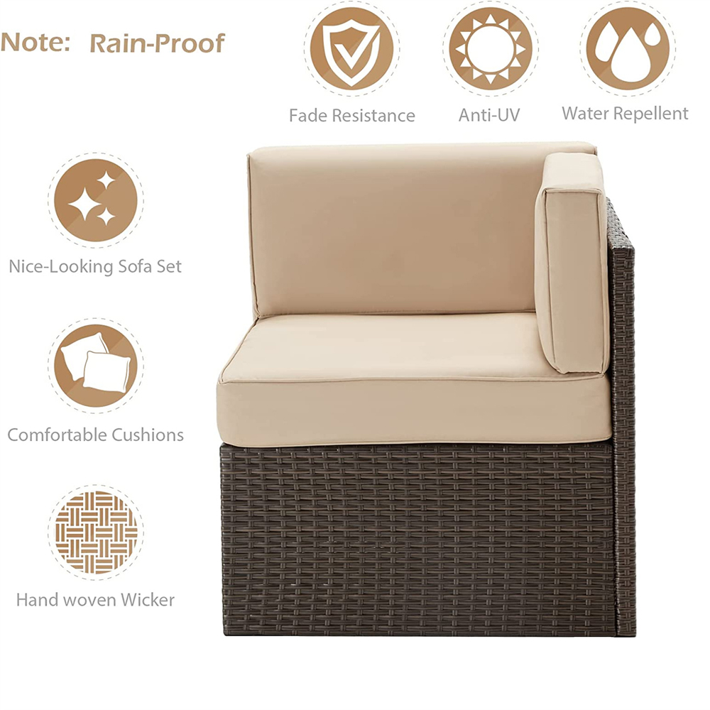Furniture One 6 Seater Wiltshire Mix Brown Rattan Garden Corner Lounge Set Image 5