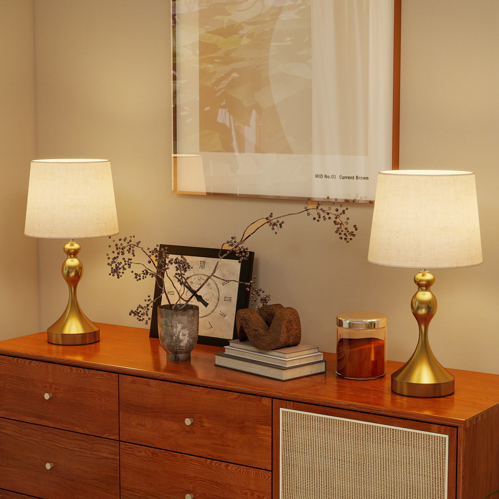 Portland Led Lighting Portland Gold Tone LED Table Lamp with USB Ports 2 Pack | Wilko